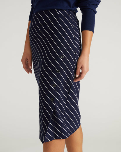 Universal Standard Anya Ponte Skirt - Navy Pinstripe