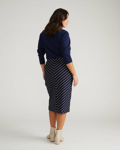Universal Standard Anya Ponte Skirt - Navy Pinstripe
