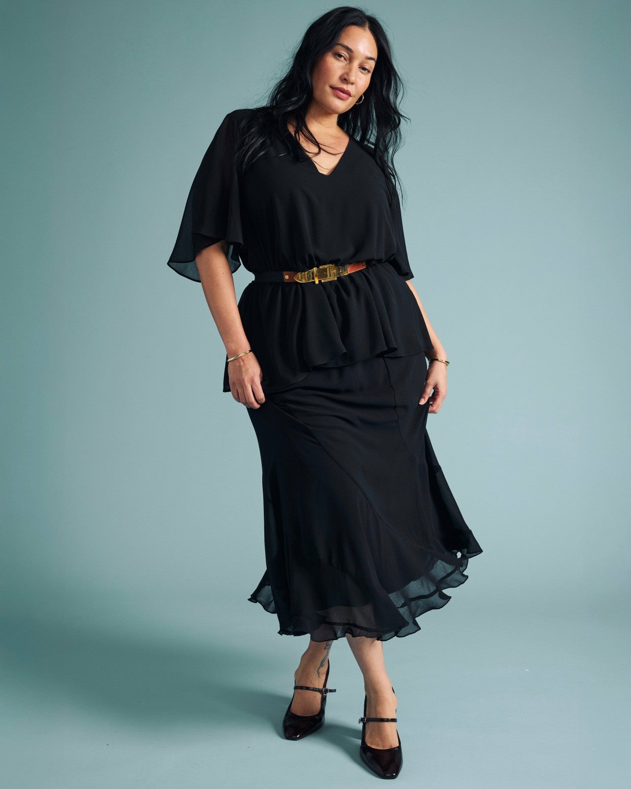 Universal Standard Navarte Chiffon Midi Skirt - Black