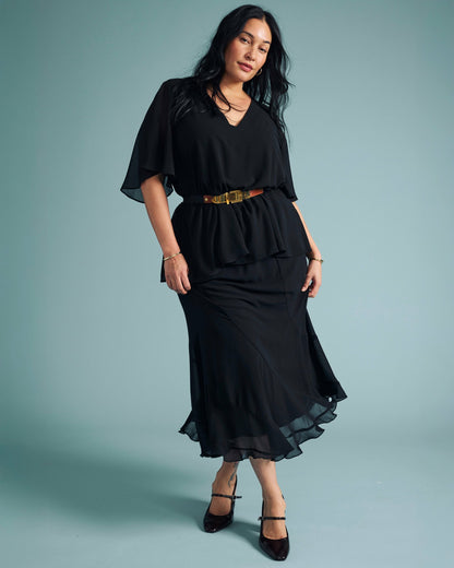Universal Standard Navarte Chiffon Midi Skirt - Black