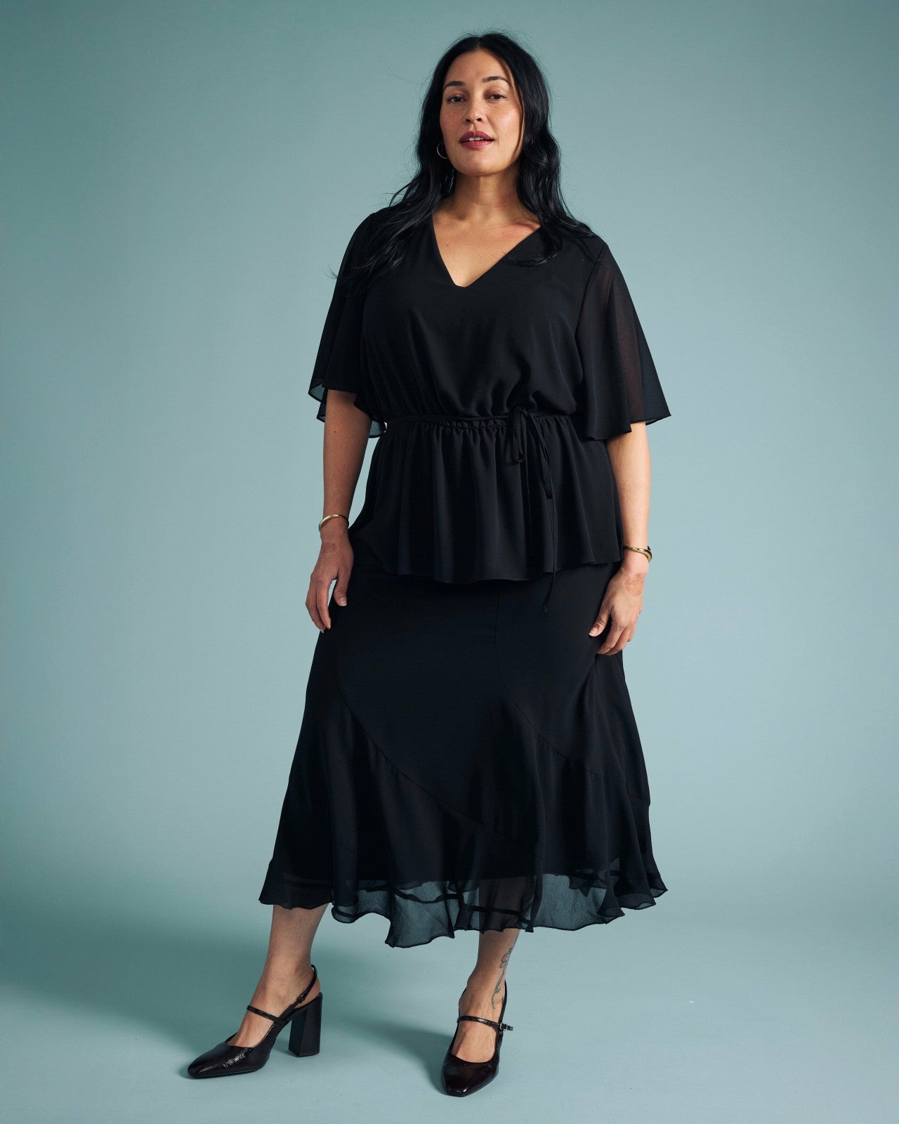Universal Standard Navarte Chiffon Midi Skirt - Black