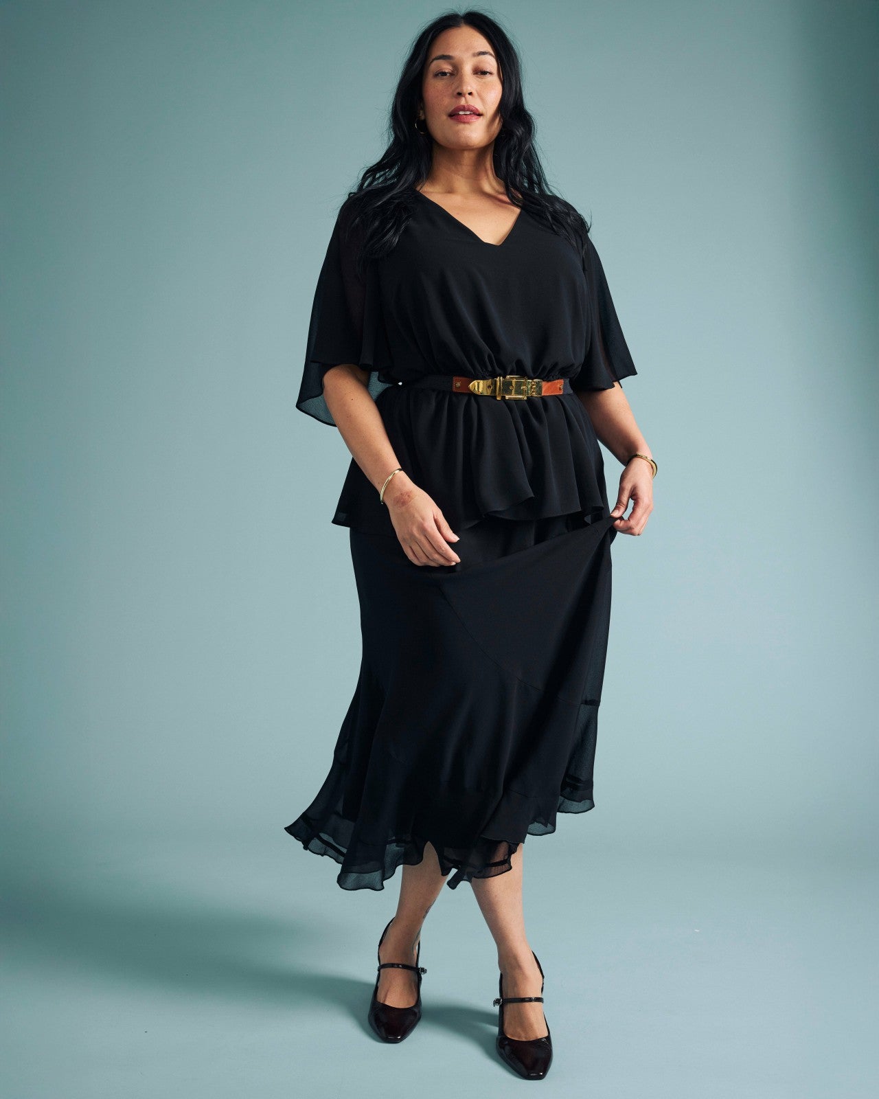 Universal Standard Navarte Chiffon Midi Skirt - Black