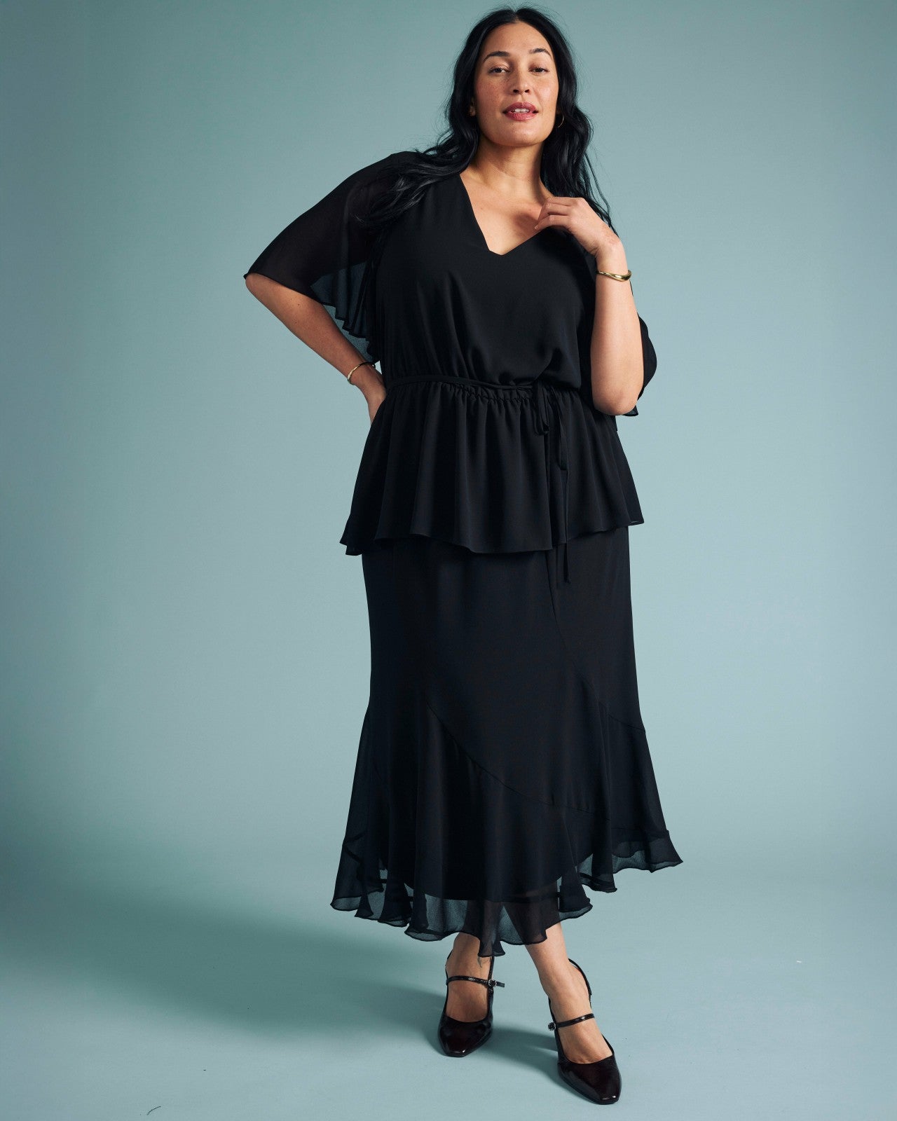 Universal Standard Navarte Chiffon Midi Skirt - Black