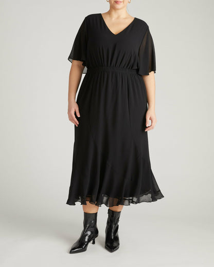 Universal Standard Navarte Chiffon Midi Skirt - Black
