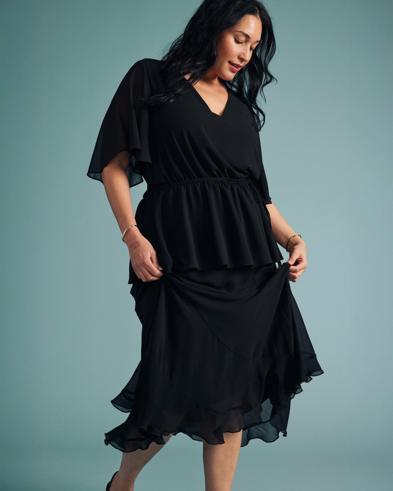 Universal Standard Navarte Chiffon Midi Skirt - Black