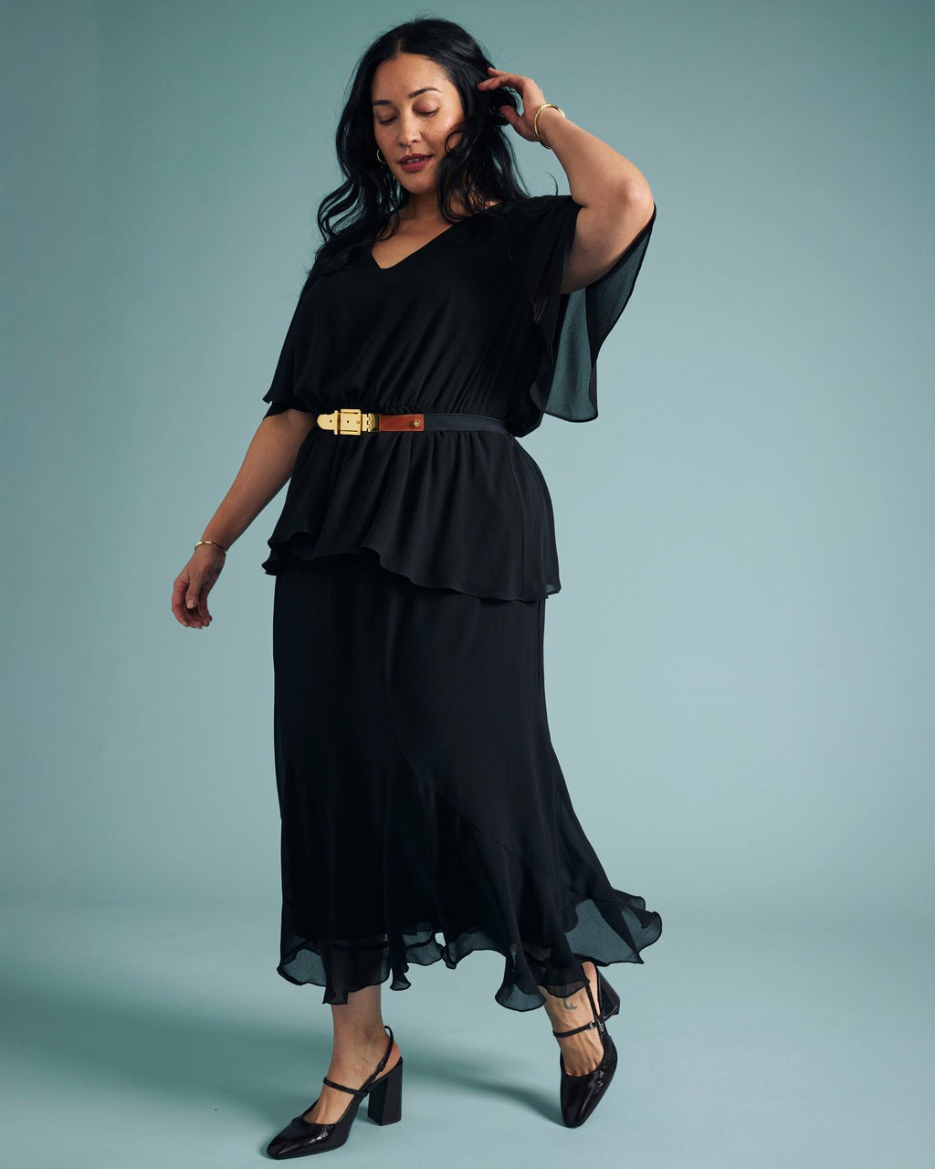 Universal Standard Navarte Chiffon Midi Skirt - Black