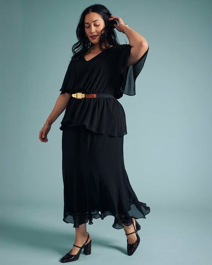 Universal Standard Navarte Chiffon Midi Skirt - Black