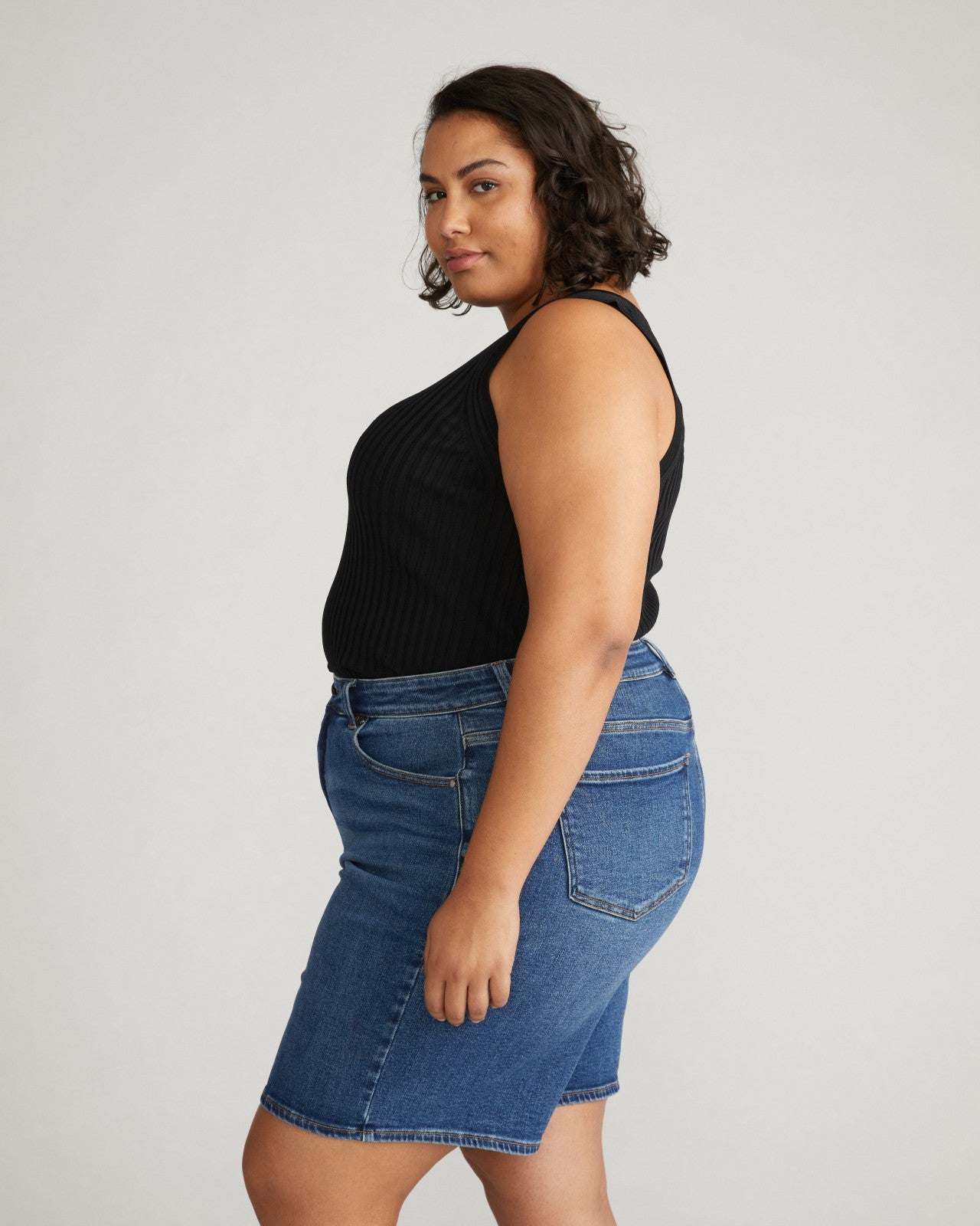Universal Standard Lou Loose Fit Denim Shorts - Union City Blue
