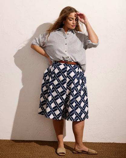 Universal Standard Seaport Tailored Linen Blend Short - Geometrica Print