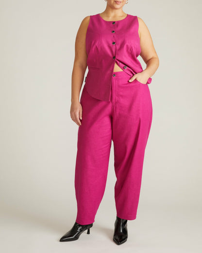 Universal Standard Lou Barrel Leg Linen Blend Pants - Hyper Pink