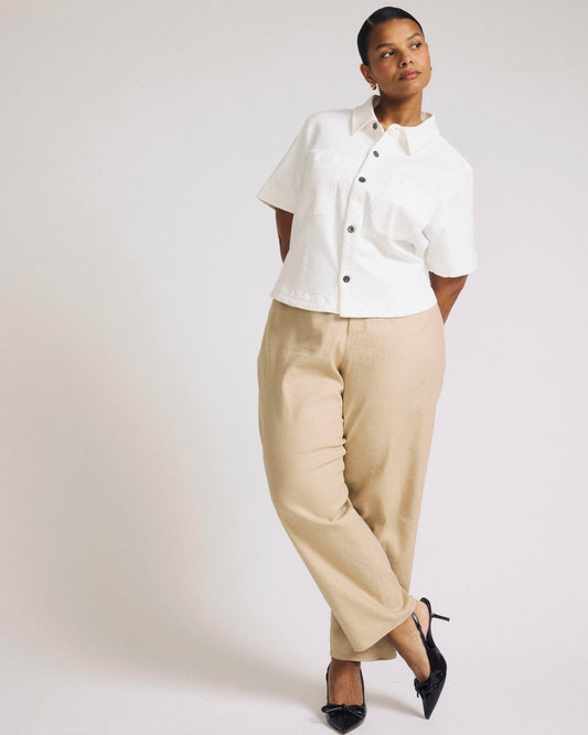 Universal Standard Lou Barrel Leg Linen Blend Pants - Danish Coffee