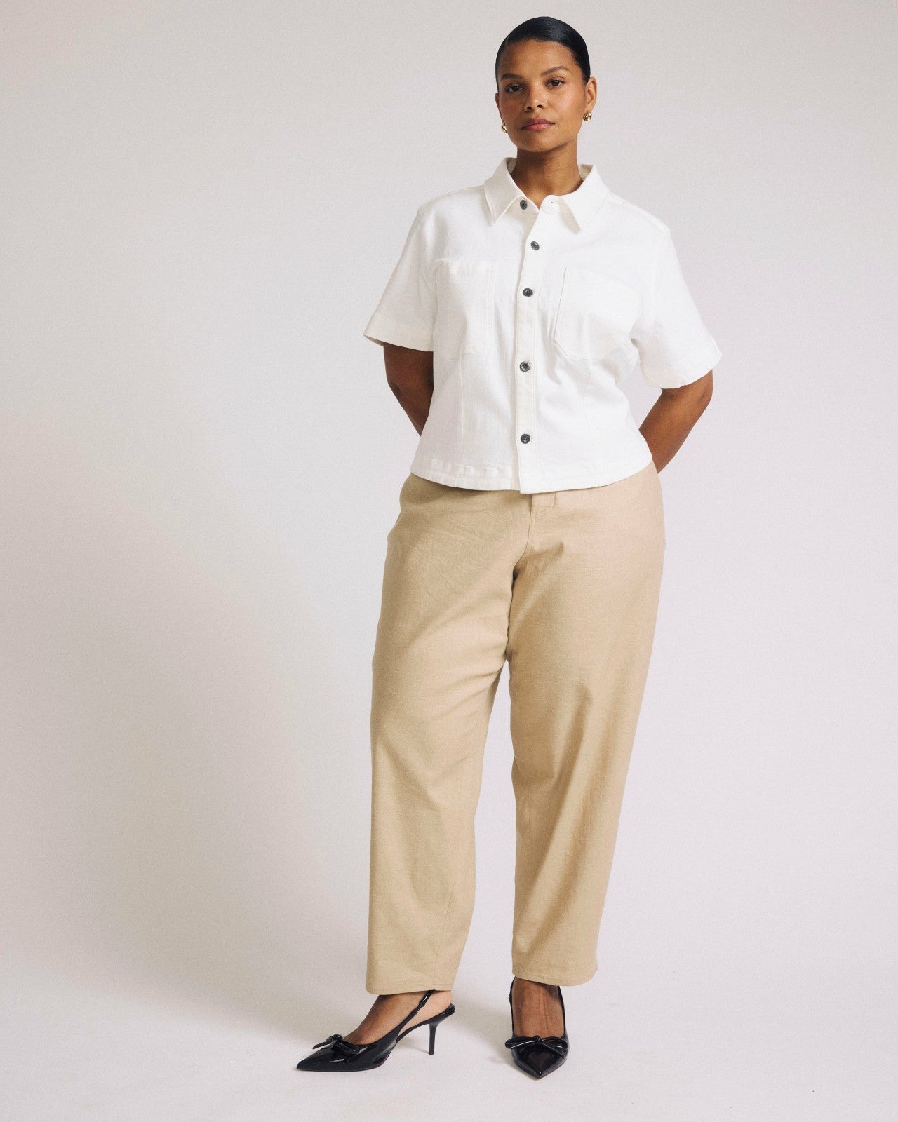 Universal Standard Lou Barrel Leg Linen Blend Pants - Danish Coffee