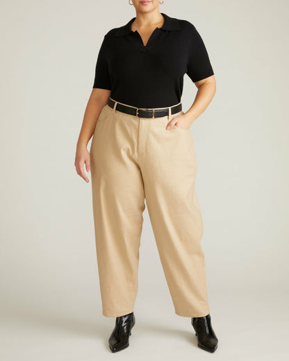 Universal Standard Lou Barrel Leg Linen Blend Pants - Danish Coffee