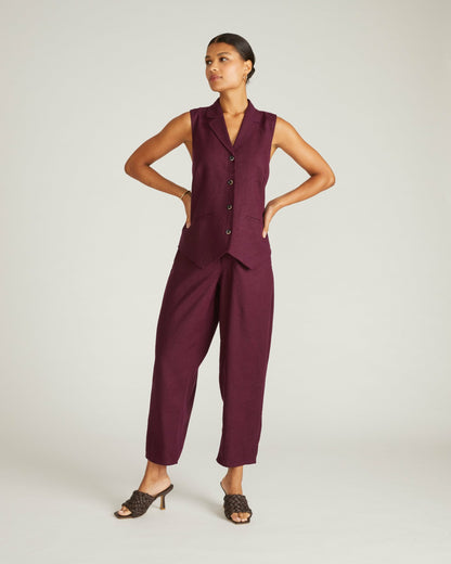 Universal Standard Lou Barrel Leg Linen Blend Pants - Acai