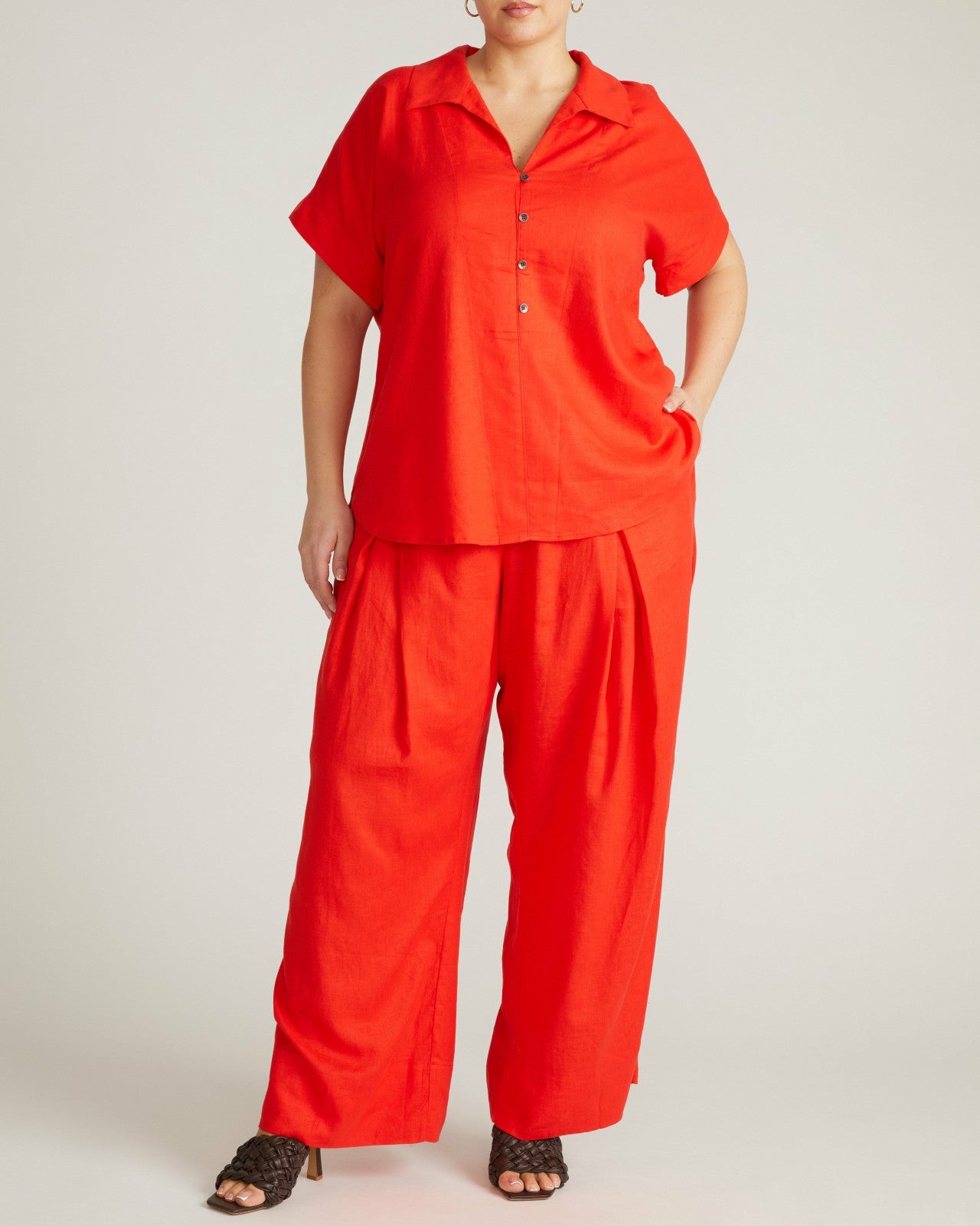 Universal Standard Marley Wide Leg Linen Blend Pants - Shoreline Sunset