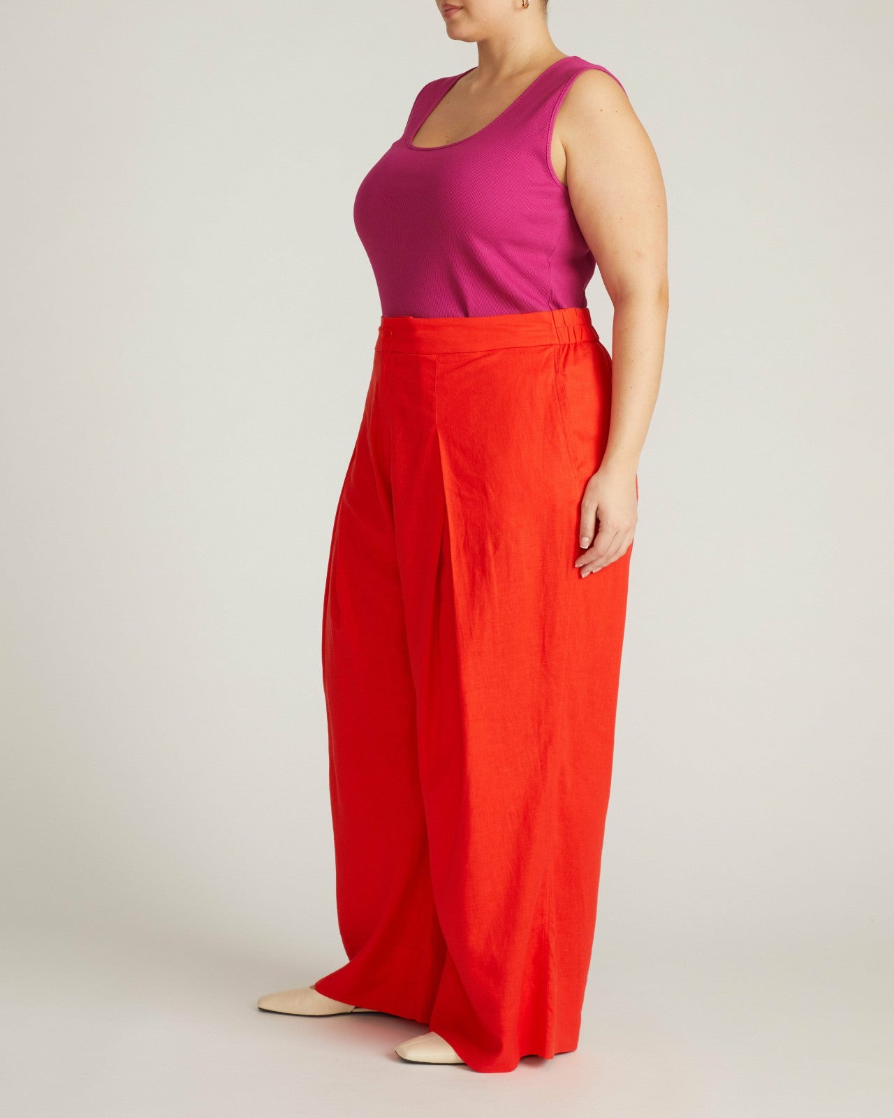 Universal Standard Marley Wide Leg Linen Blend Pants - Shoreline Sunset