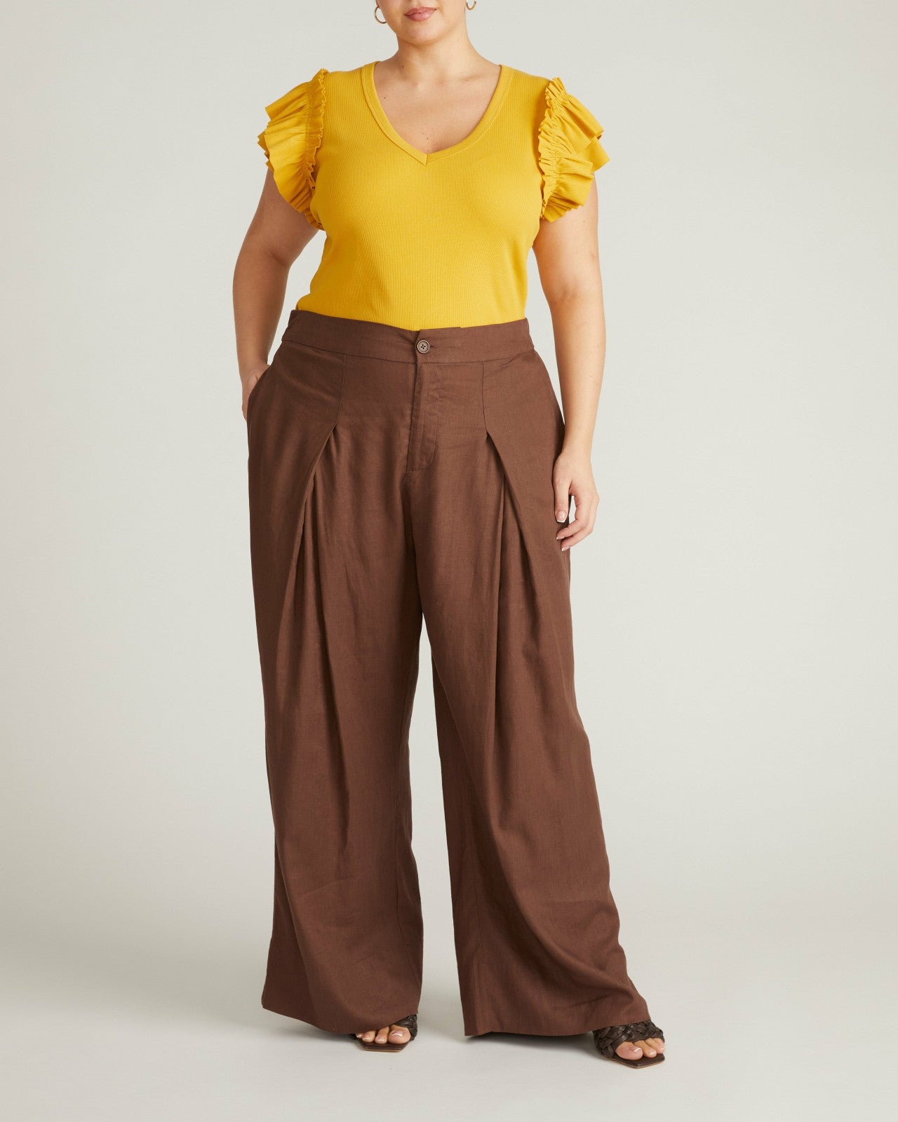 Universal Standard Marley Wide Leg Linen Blend Pants - Peppercorn