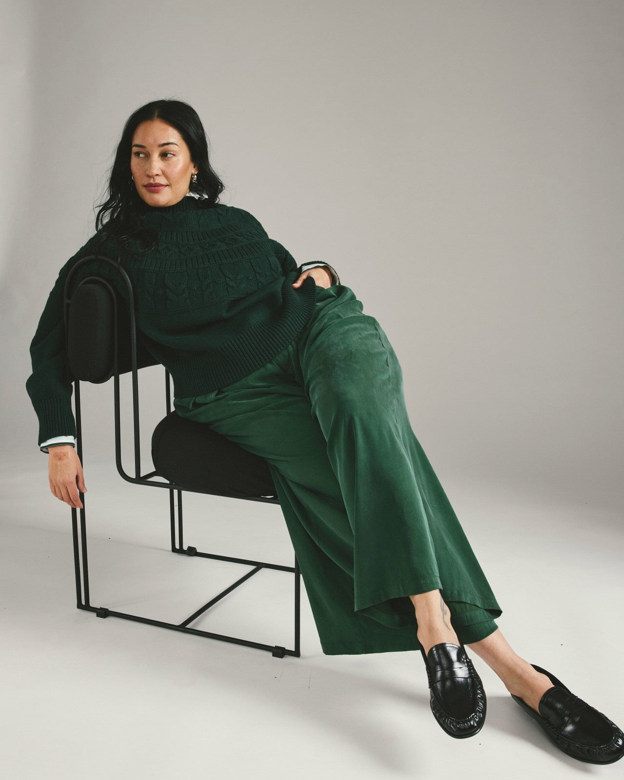 Universal Standard Palais Cooling Cupro Wide Leg Pant - Forest Green