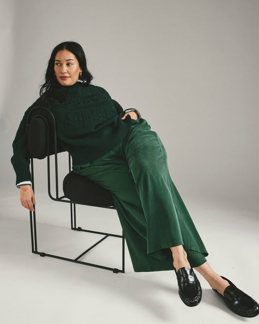 Universal Standard Palais Cooling Cupro Wide Leg Pant - Forest Green