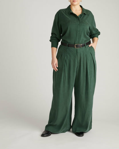 Universal Standard Palais Cooling Cupro Wide Leg Pant - Forest Green
