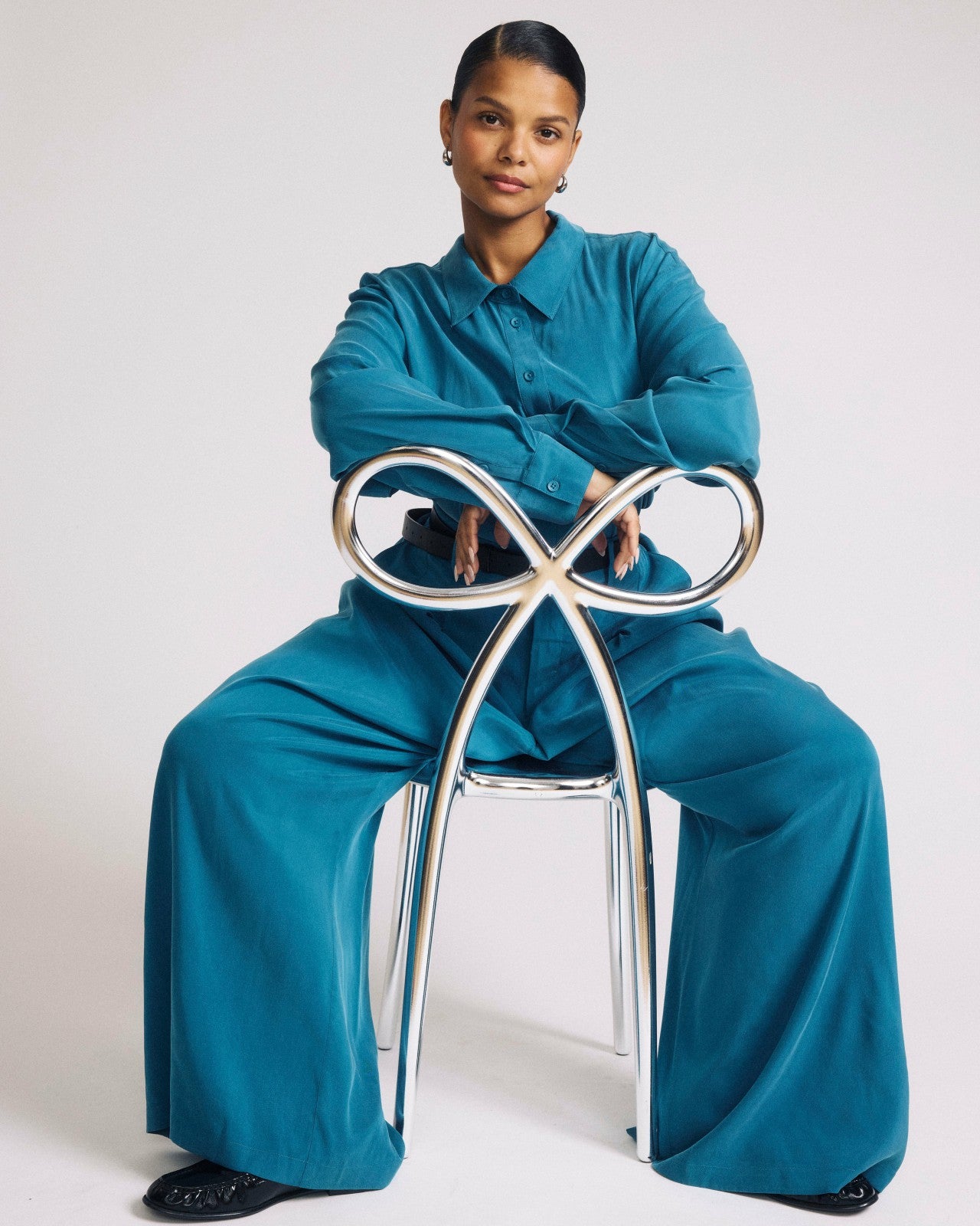Universal Standard Palais Cooling Cupro Wide Leg Pant - Blue Beetle