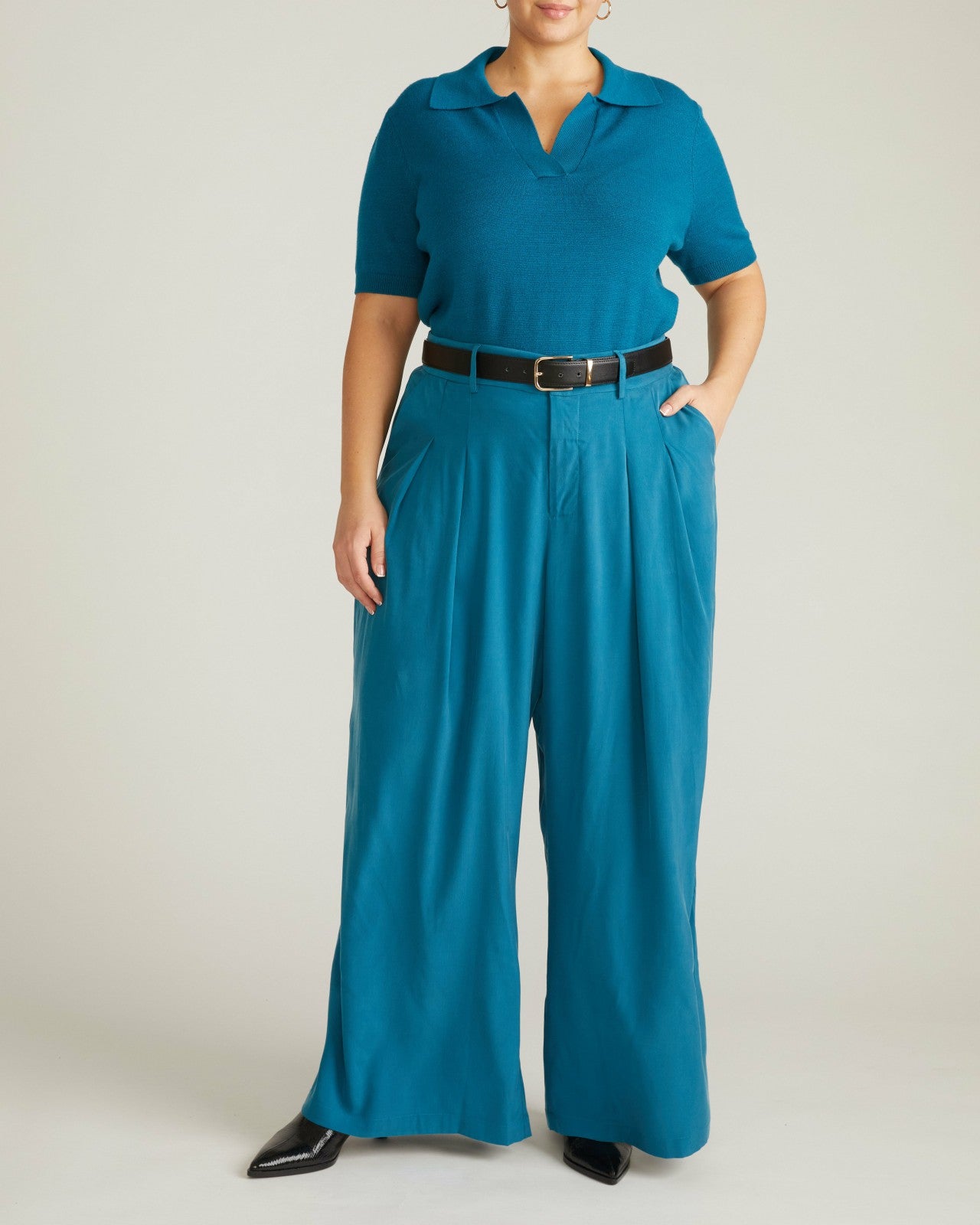 Universal Standard Palais Cooling Cupro Wide Leg Pant - Blue Beetle