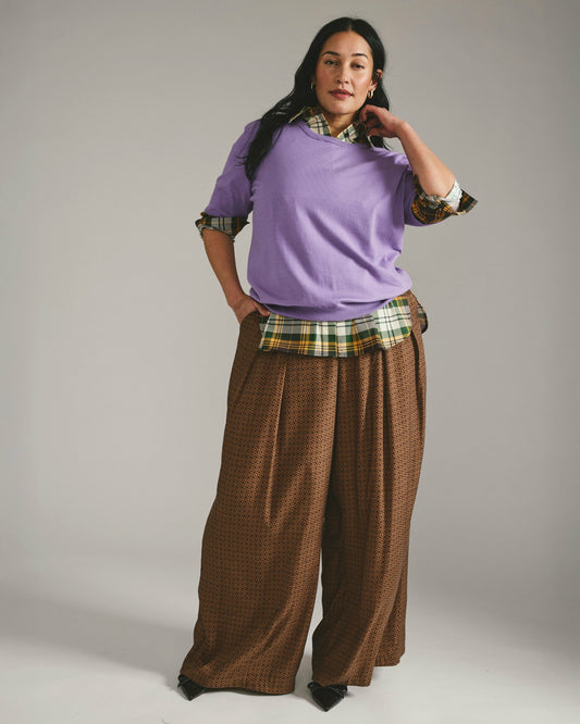 Universal Standard Palais Cooling Cupro Wide Leg Pant - Brown Hacienda Print