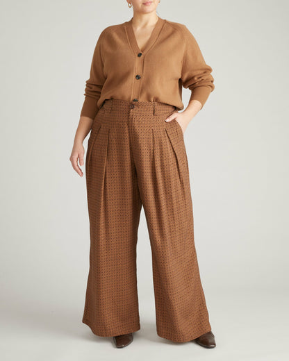 Universal Standard Palais Cooling Cupro Wide Leg Pant - Brown Hacienda Print