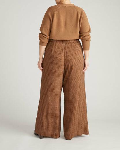 Universal Standard Palais Cooling Cupro Wide Leg Pant - Brown Hacienda Print