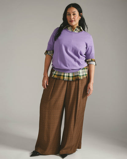 Universal Standard Palais Cooling Cupro Wide Leg Pant - Brown Hacienda Print
