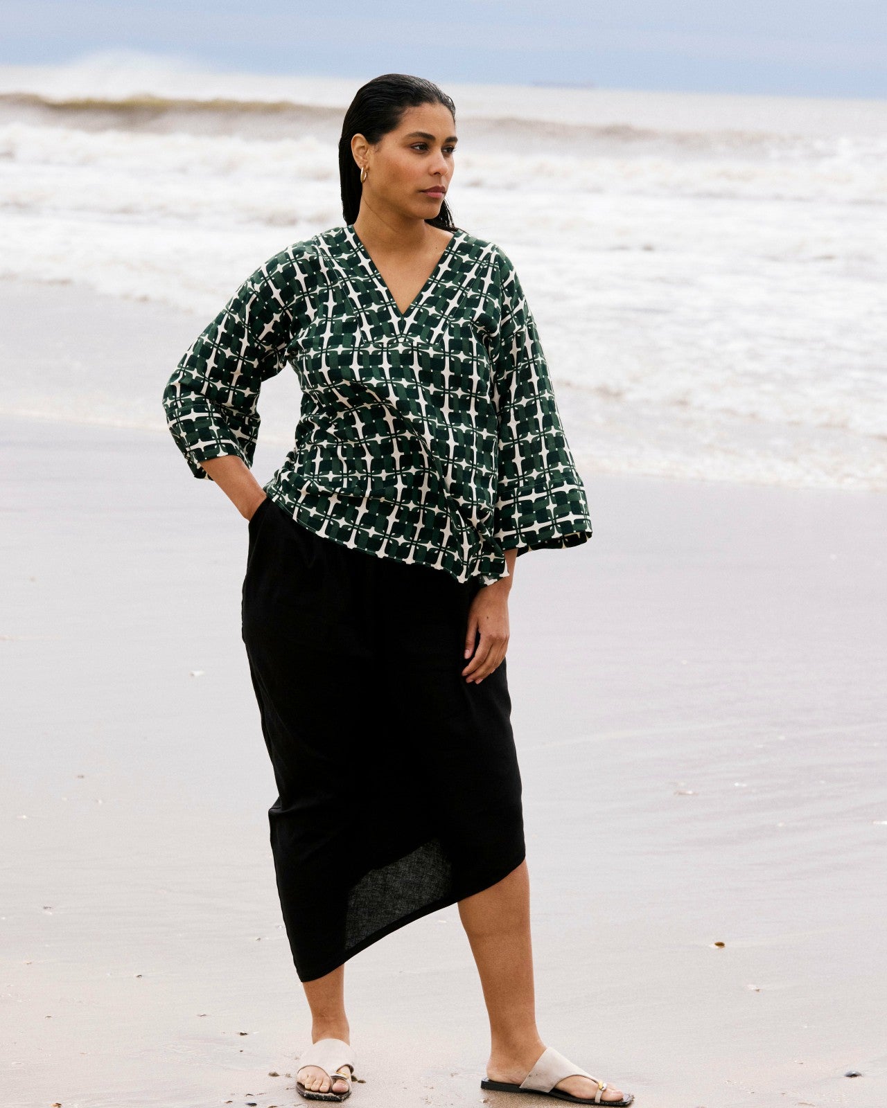 Universal Standard Geneva Linen Blend Skirt - Black