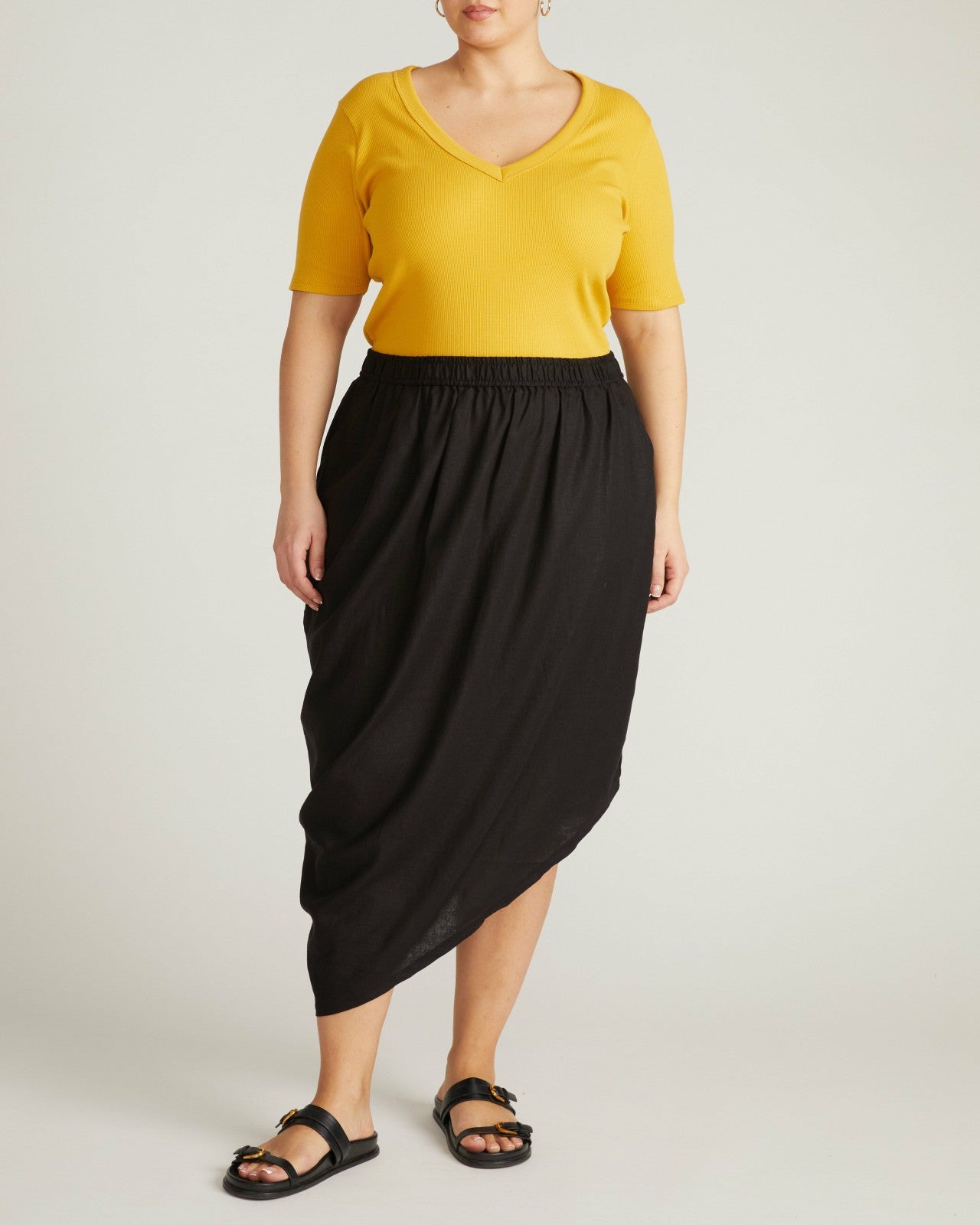 Universal Standard Geneva Linen Blend Skirt - Black