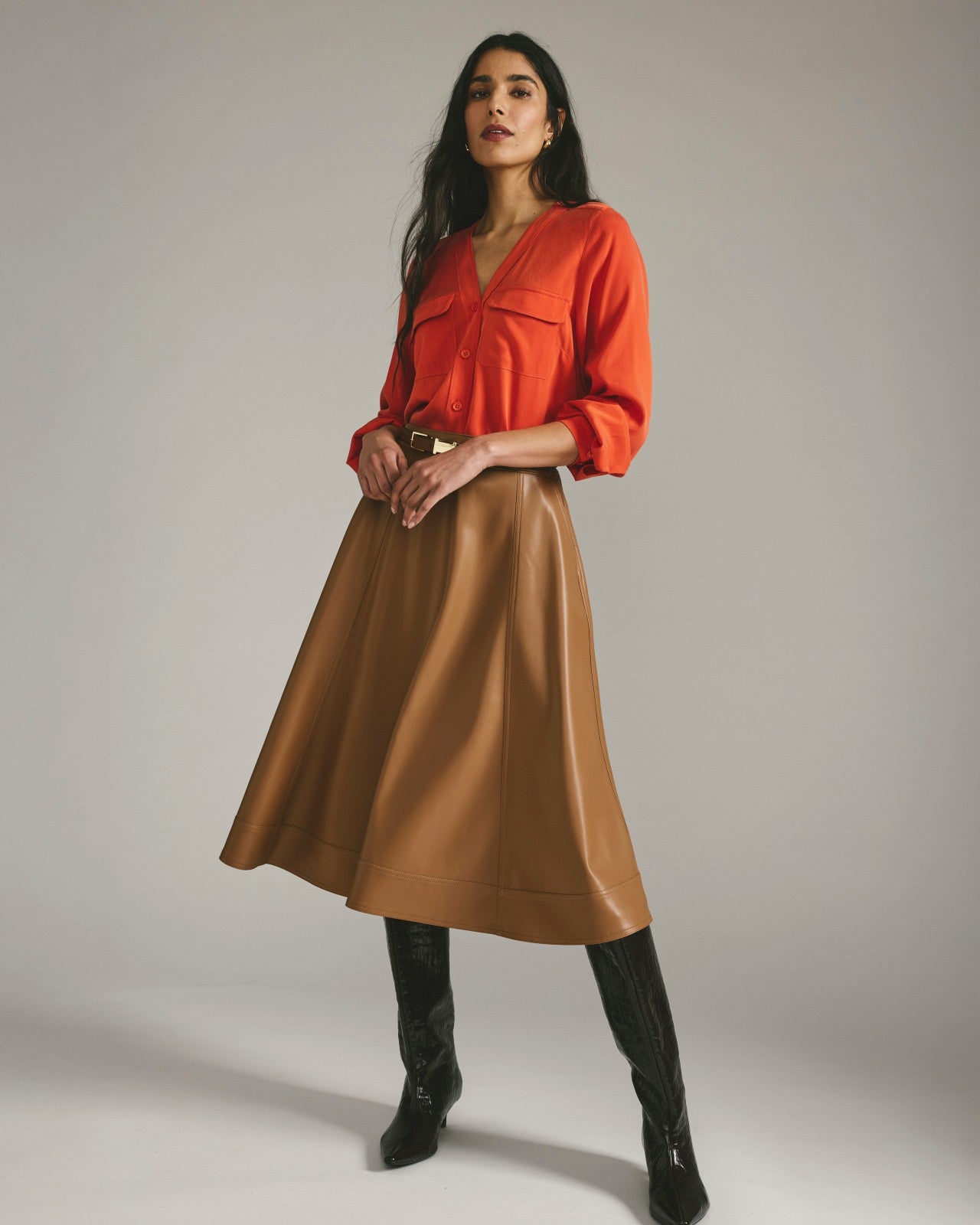 Universal Standard Charlotte Faux Leather Skirt - Classic Camel