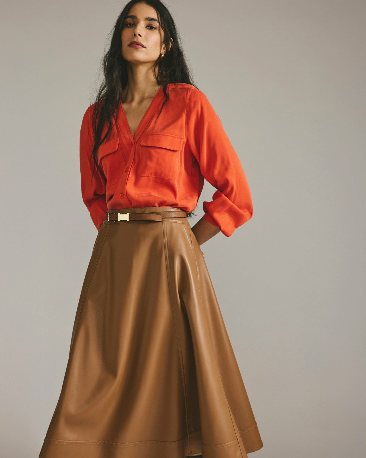 Universal Standard Charlotte Faux Leather Skirt - Classic Camel