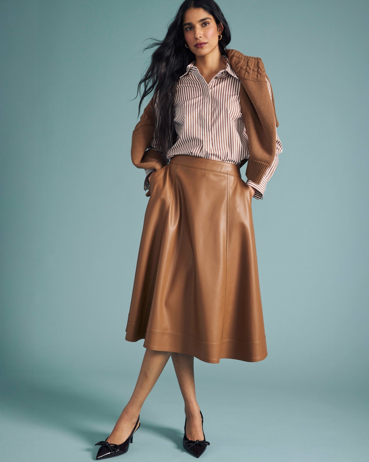 Universal Standard Charlotte Faux Leather Skirt - Classic Camel