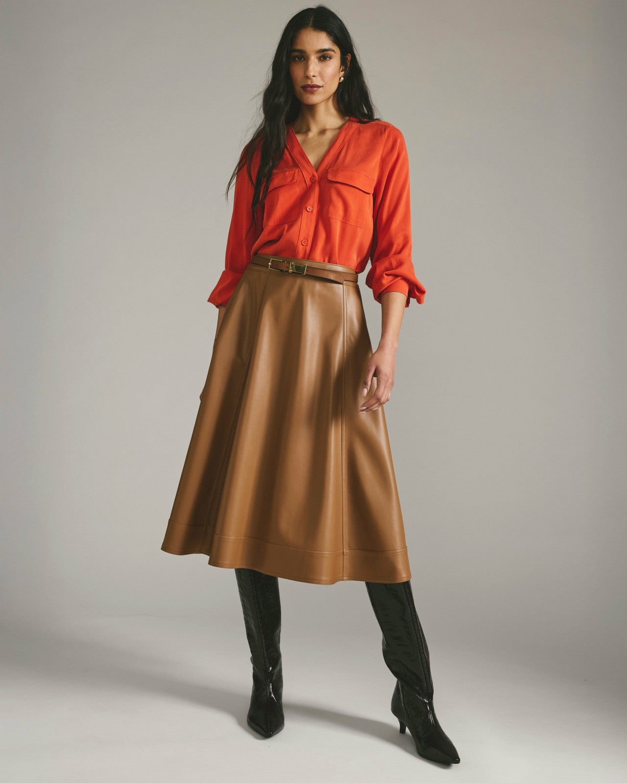 Universal Standard Charlotte Faux Leather Skirt - Classic Camel