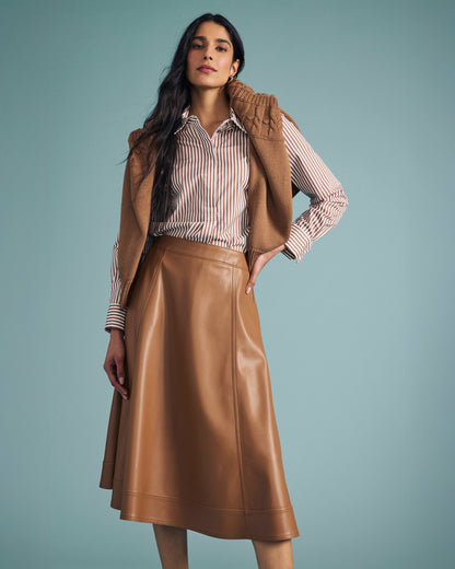 Universal Standard Charlotte Faux Leather Skirt - Classic Camel