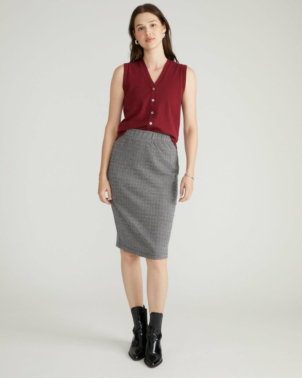 Universal Standard Danube Ponte Skirt - Herringbone Tweed