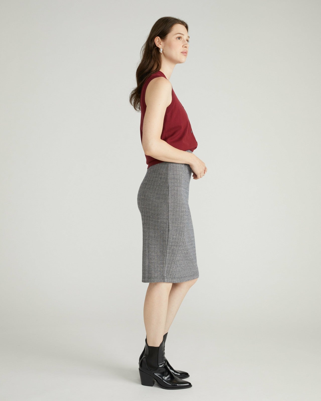 Universal Standard Danube Ponte Skirt - Herringbone Tweed