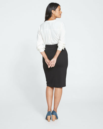 Universal Standard Danube Ponte Skirt - Slate Pinstripe