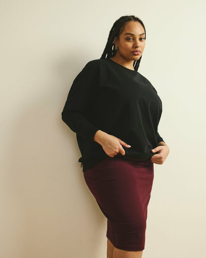 Universal Standard Danube Jersey Skirt - Black Cherry