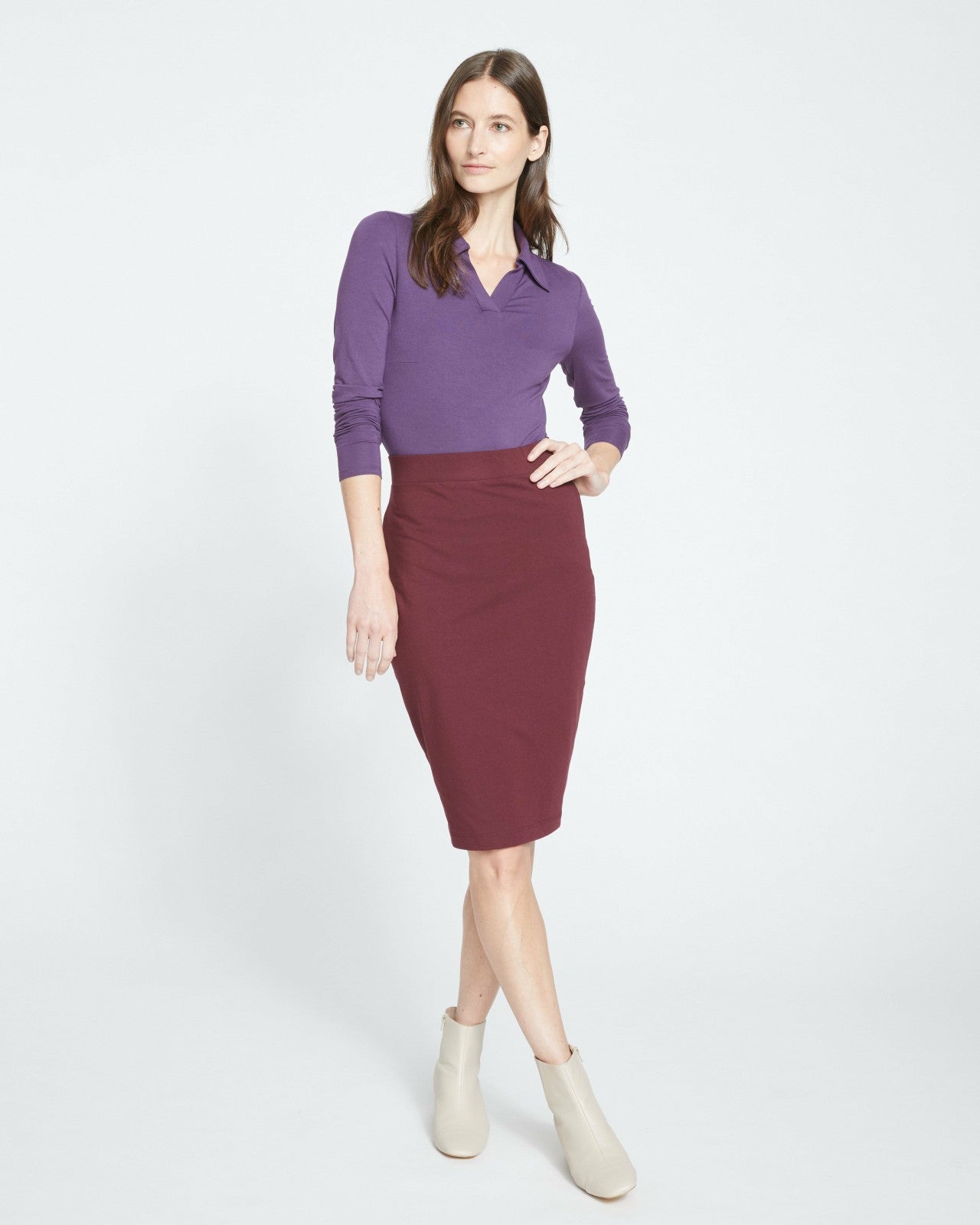 Universal Standard Danube Jersey Skirt - Black Cherry