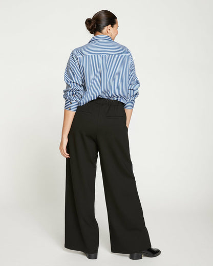 Universal Standard Stephanie Wide Leg Stripe Ponte Pants 33 Inch - Black with Black Strip