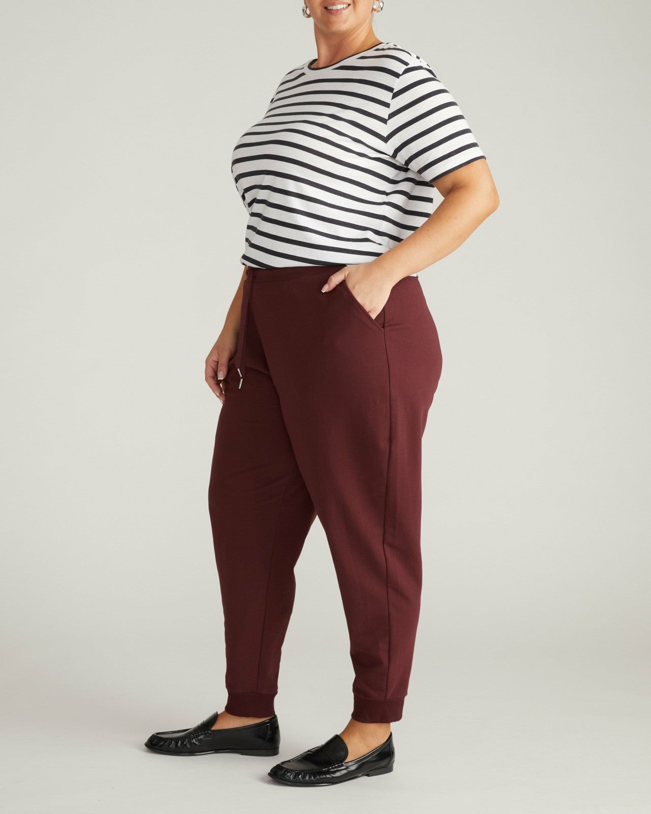 Universal Standard Selma French Terry Jogger - Black Cherry