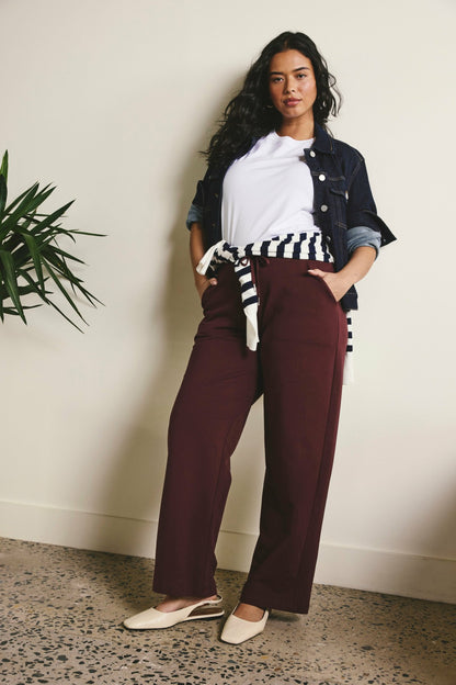 Universal Standard Straight Leg French Terry Sweatpants - Black Cherry