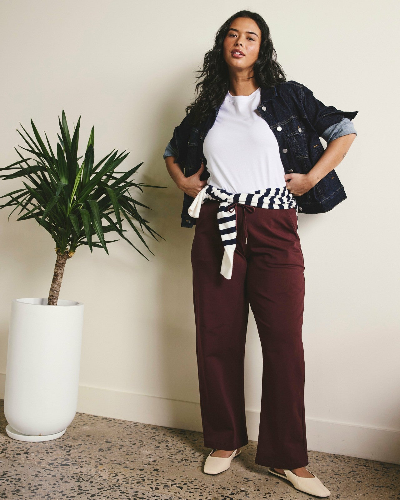 Universal Standard Straight Leg French Terry Sweatpants - Black Cherry