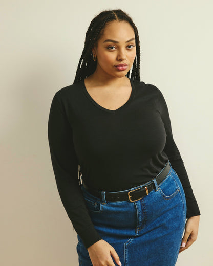 Universal Standard Long Sleeve V Rex - Black