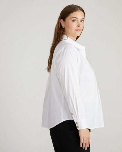 Universal Standard Elbe Popover Stretch Poplin Shirt Classic Fit - White
