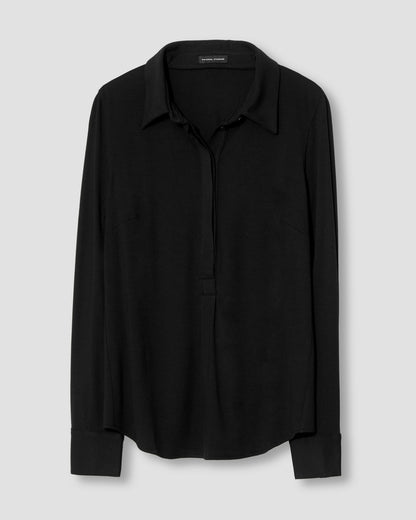 Universal Standard Elbe Popover Liquid Jersey Shirt Classic Fit - Black