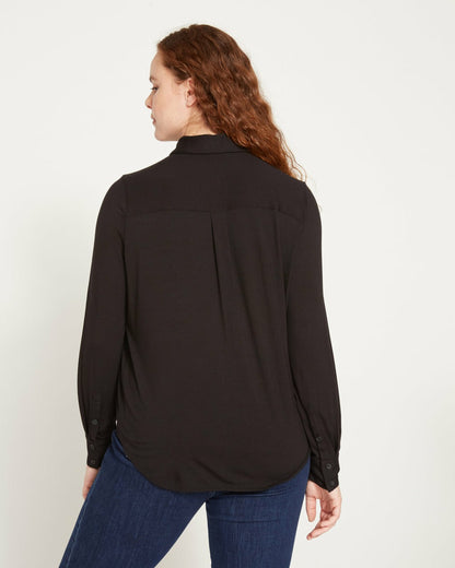 Universal Standard Elbe Popover Liquid Jersey Shirt Classic Fit - Black